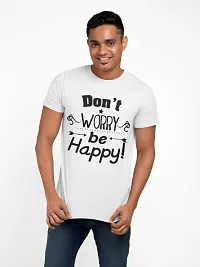 Aayansh CREATION Don't Worry be Happy - White - Printed T-Shirts - Men's Stylish Clothing - Cool tees for Boys-thumb1