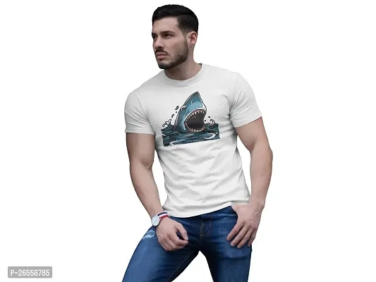 Aayansh CREATION Shark Attacking - White - Printed T-Shirts -Abstract Funny Thoughtful Creative Illustrations - Men's Stylish Clothing - Cool tees for Boys-thumb3