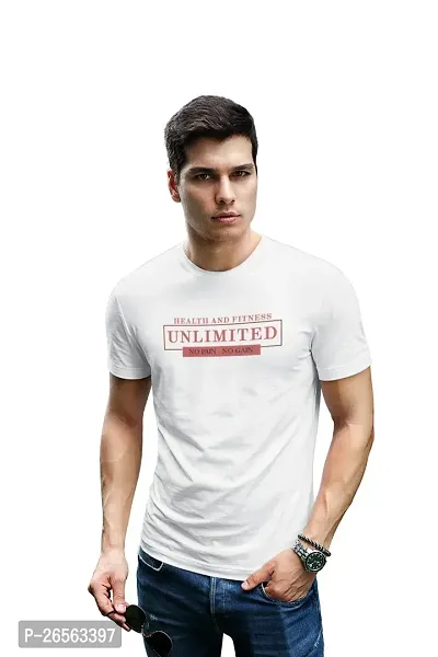 Classy Creation Heath and Fitness, Unlimited, No Pain, No Gain, (BG Light Brown), (WhiteTshirt) - Round Neck Gym Tshirt - Clothes for Gym Lovers - Suitable for Gym Going Person-thumb4