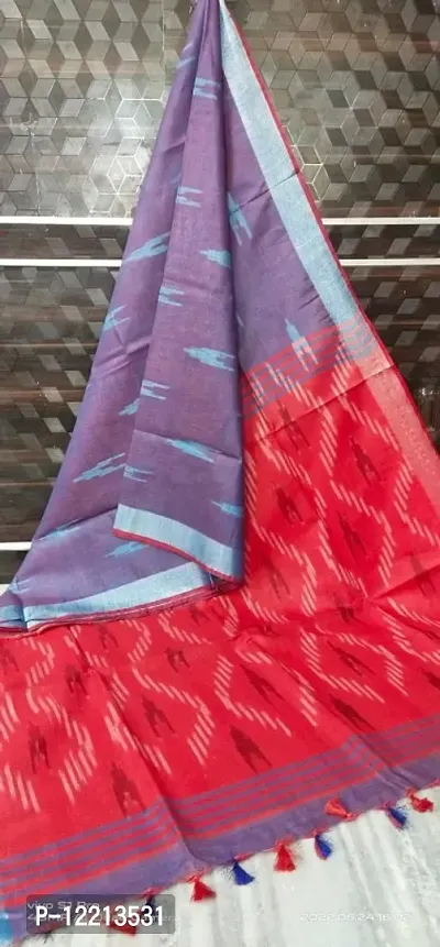 Fancy Cotton Blend Saree with Blouse Piece for Women