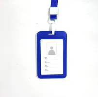 Blue Plastic Id Card Holder with Premium Fish Hook Lanyard Badge Clip Neck Tag Professi-thumb1