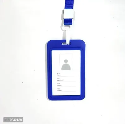 Blue Plastic Id Card Holder with Premium Fish Hook Lanyard Badge Clip Neck Tag Professi-thumb2