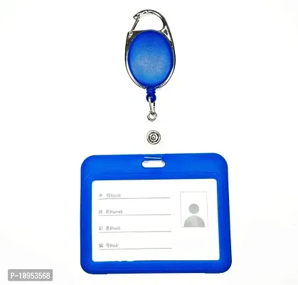 Blue Box id Card Badge Holder Horiz
