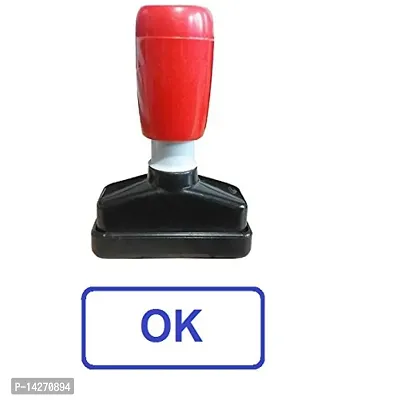 OK Pre-Inked Rubber Stamp Office Stationary Message - OK ( Blue Pack of1 )-thumb0