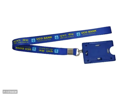 UCO Bank Silk Lanyard Lanyard for ID Card for Official Use Color-Blue.(Pack of 1)-thumb0