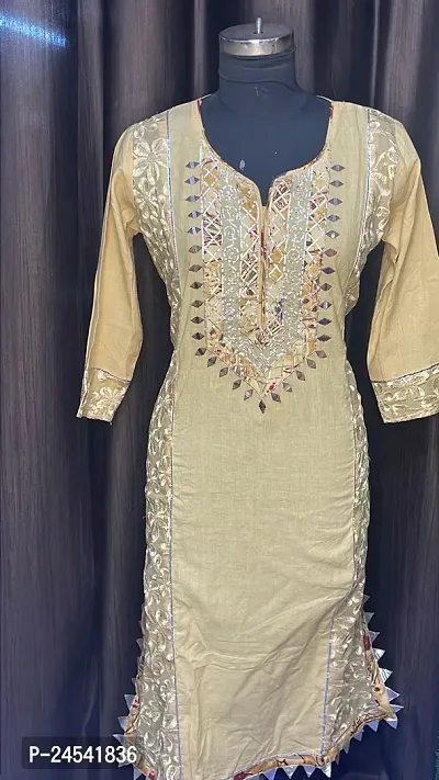 Stylish Semi Stitched Cotton Kurta For Women-thumb0