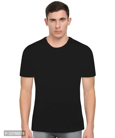 Stylish Polyester Solid T-shirt For Men-thumb0