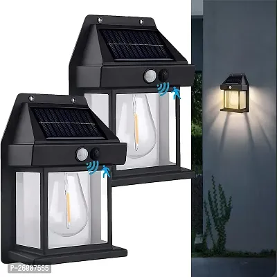 Solar Wall Lights Outdoor, Wireless Dusk to Dawn Porch Lights Fixture, Solar Wall Lantern with 3 Modes  Motion Sensor, Waterproof Exterior Lighting with Clear Panel for Entryway Front Door Pack of 2-thumb0