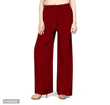 Elite Maroon Rayon Solid Palazzo For Women