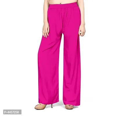 Elite Pink  Rayon Solid Palazzo For Women