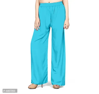 Elite Turquoise Rayon Solid Palazzo For Women