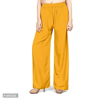 Elite Yellow Rayon Solid Palazzo For Women