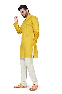 5Stitch Presents Men's Ethnic Kurta in M Size in Yellow Color with Full Sleeves and Button Closure with Round Henley-Collared Pattern Neck for Ethnic-thumb4