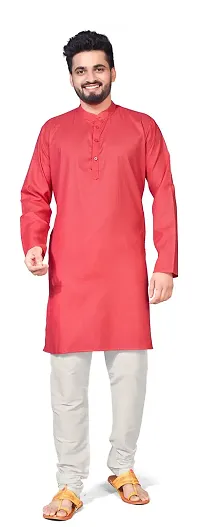 5Stitch Presents Men's Ethnic Kurta in Various Size in Color with Full Sleeves and Button Closure with Round Henley-Collared Pattern Neck for Ethnic