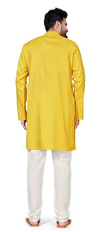 5Stitch Presents Men's Ethnic Kurta in M Size in Yellow Color with Full Sleeves and Button Closure with Round Henley-Collared Pattern Neck for Ethnic-thumb3