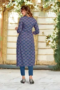 Digital printed stylish designer Heavy crepe Blue kurti for women,girls-thumb3