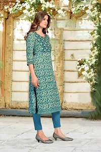 Digital printed stylish designer Heavy crepe  Cream for women,girls Fashionable Floral print kurti for women-thumb2