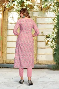 Pink Crepe Floral Print Kurtas For Women-thumb1