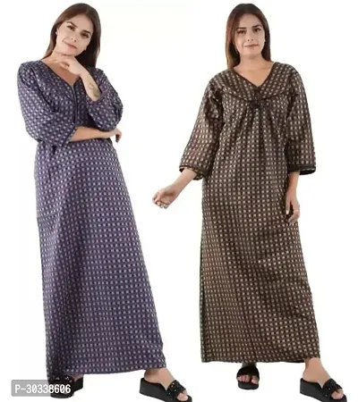 Stylish Multicoloured coatswool  Nighty For Women Pack Of 2