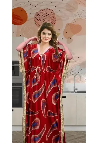 Stylish Satin Kaftan Nighty For Women