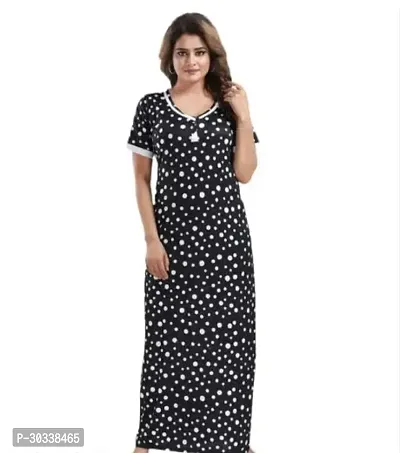 Stylish Black Satin Nighty For Women