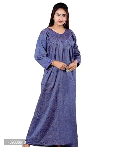 Stylish Blue Cotton Blend Nighty For Women-thumb0