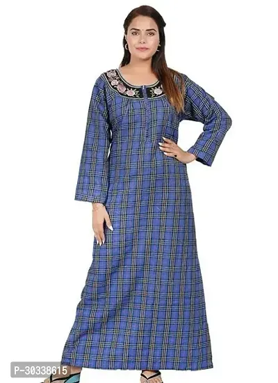 Stylish Blue Cotton Blend Nighty For Women-thumb0