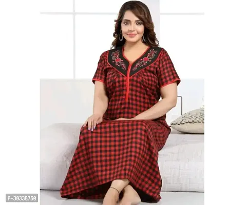 Stylish Maroon Cotton Nighty For Women-thumb0