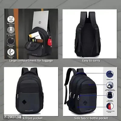 Stylish Black Polyester Unisex Backpack-thumb3