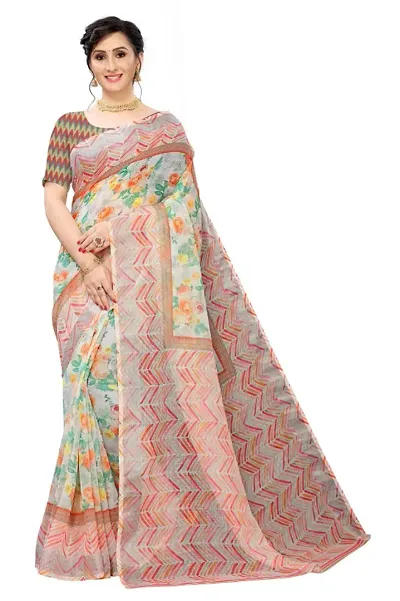 Stylish Kota Doria Saree With Blouse Piece For Women