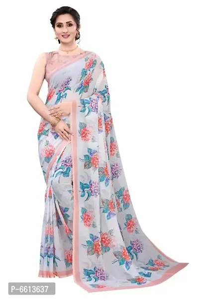 Stylish Georgette Printed Saree with Blouse piece