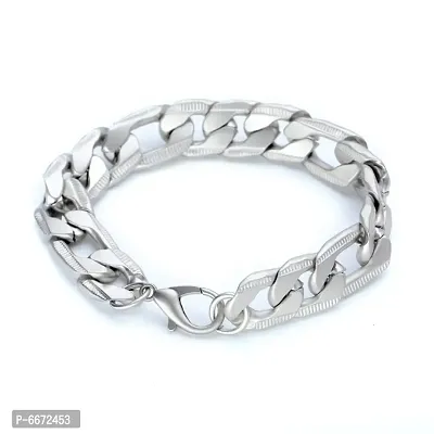 silver broad chain bracelet-thumb0
