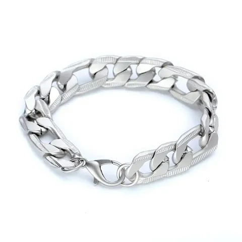 silver broad chain bracelet