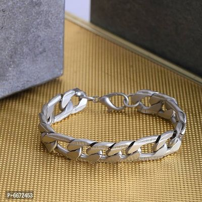 silver broad chain bracelet-thumb4