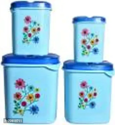 Kitchen Grocery Storage Container 4 Pcs Combo Set With Bpa-Free, Dispenser Air Tight Box For Fridge And Multipurpose Usages.3000Ml, 2000Ml, 1000Ml, 500Ml (Blue)-thumb0
