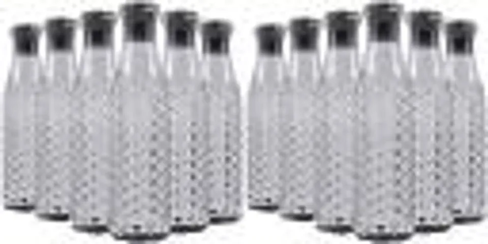 Diamond Crystal Water Bottle Set For Fridge   Office   Sports   School   Gym   Yoga  Unbreakable and Leak-Proof Gym Pack Design 1000 Ml Plastic Bottle, Black (Pack Of 12)