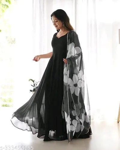 Classic Georgette Gown for Women with Dupatta