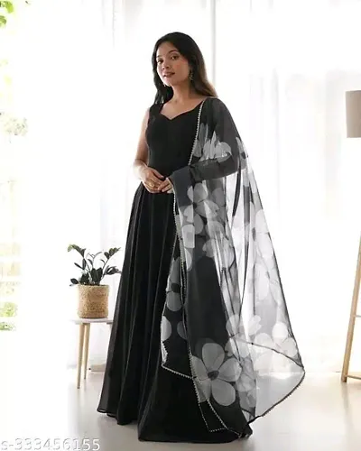 Classic Georgette Gown for Women with Dupatta