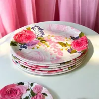 Modern Floral Print Design High Grade Round Melamine Dinner Plates Set Of 6-thumb3