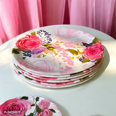 Modern Floral Print Design High Grade Round Melamine Dinner Plates Set Of 6-thumb4