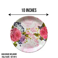 Modern Floral Print Design High Grade Round Melamine Dinner Plates Set Of 6-thumb2