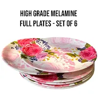 Modern Floral Print Design High Grade Round Melamine Dinner Plates Set Of 6-thumb3