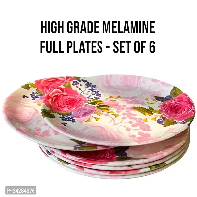 Modern Floral Print Design High Grade Round Melamine Dinner Plates Set Of 6-thumb4