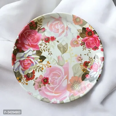 Modern Floral Print Design High Grade Round Melamine Dinner Plates Set Of 6