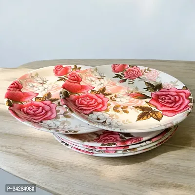 Modern Floral Print Design High Grade Round Melamine Dinner Plates Set Of 6-thumb3