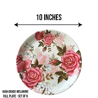 Modern Floral Print Design High Grade Round Melamine Dinner Plates Set Of 6-thumb1