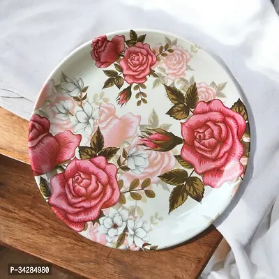 Modern Floral Print Design High Grade Round Melamine Dinner Plates Set Of 6