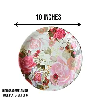 Modern Floral Print Design High Grade Round Melamine Dinner Plates Set Of 6-thumb2