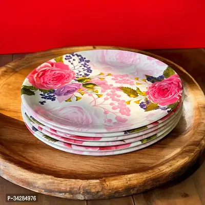 Modern Floral Print Design High Grade Round Melamine Dinner Plates Set Of 6-thumb0