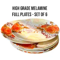 Modern Floral Print Design High Grade Round Melamine Dinner Plates Set Of 6-thumb2